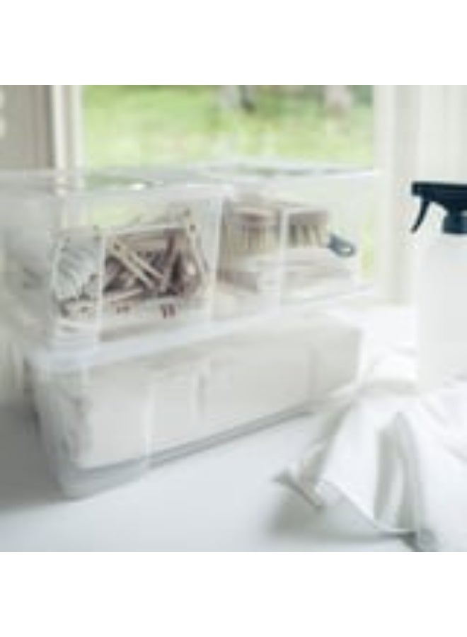 أيكيا صندوق تخزين بلاستيكي متعدد الأغراض - صندوق شفاف قابل للتكديس للملابس والأحذية والكتب والألعاب - 28×19×14 سم - Image 3